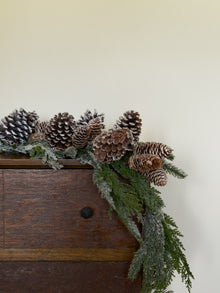  4' Snowy Cedar Pinecone Garland