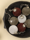 Velvet Holiday Baubles - Burgundy/White/Dark Green