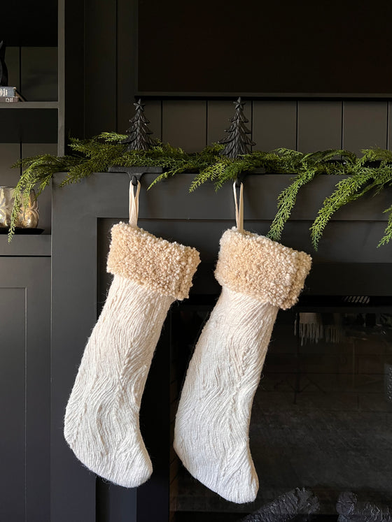 Snowhaven Embroidered Stocking - Cream