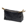 Block Print Lined Velvet Pouch - Blue Graphite