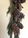 4' Snowy Cedar Pinecone Garland
