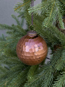  Hammered Copper Glass Ornament
