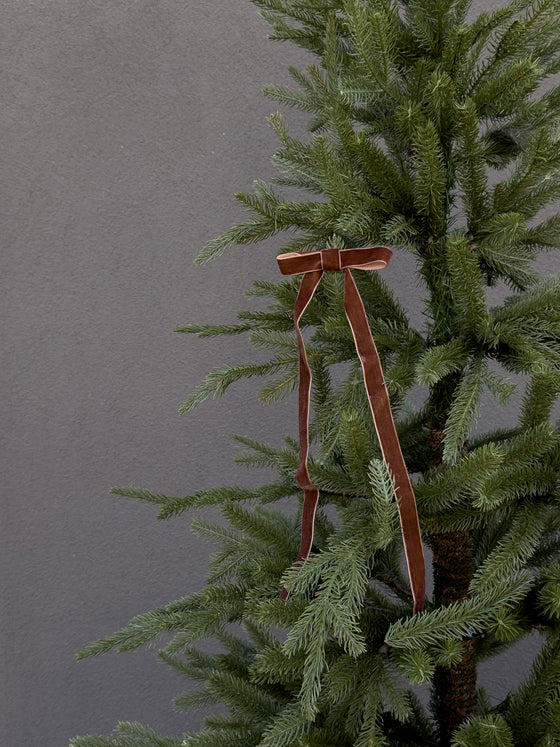 Velvet Bow Tree Clip - Brown