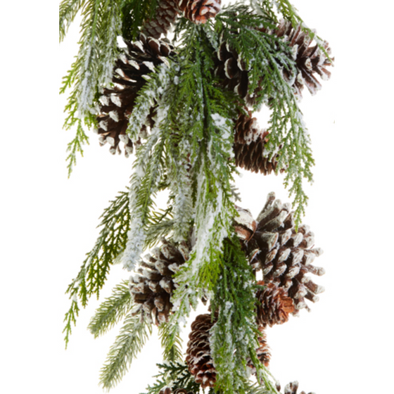 4' Snowy Cedar Pinecone Garland