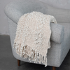 Cable Knit Fringe Throw - Natural
