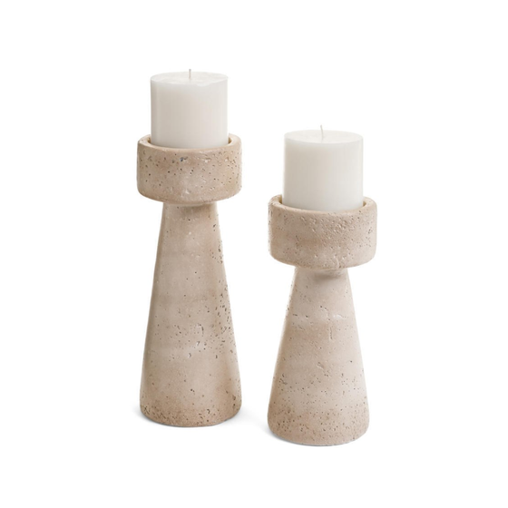 Cement Travertine Candle Holder
