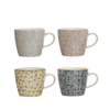 Floral Patterned Stoneware Mug - Yellow