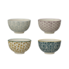 Floral Patterned Stoneware Bowl - Yellow