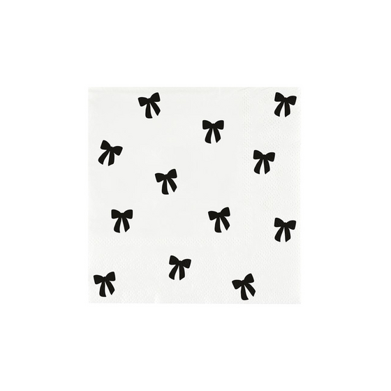 Ceramic Tray & Napkins - Black Bow