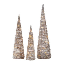  Snowy Lighted Cone Trees