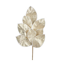  Gold Glitter Magnolia Leaf Spray