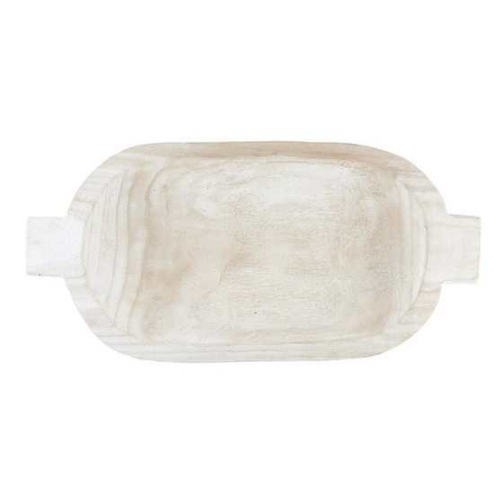 Paulownia Double Handle Bowl - White